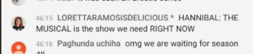.  @lorettaramos IS RIGHT!!!! WE NEED A HANNIBAL MUSICAL RIGHT NOW!!!  #HANNIBAL  #FANNIBALS  #HANNIBALREUNION  @NERDIST 