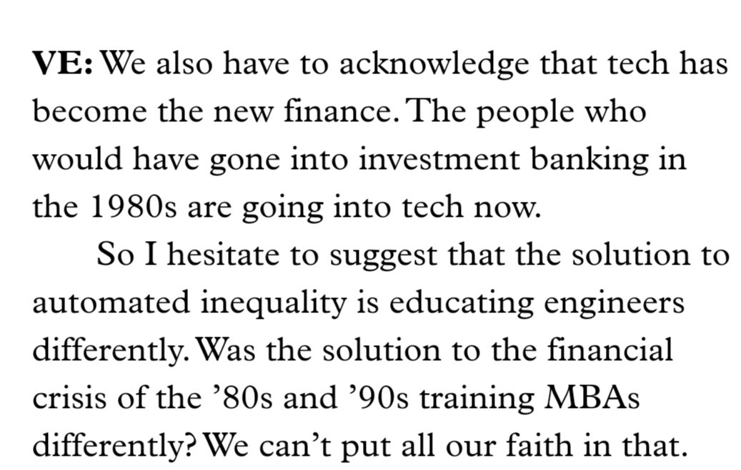 "We have to also acknowledge that tech has become the new finance. People who would have gone into investment banking in the 1980s are going into tech now."