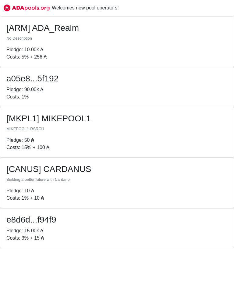 adapools_org's tweet photo. https://t.co/DFC3ogAawe welcomes new pools!

 #ARM #ADA_Realm #MKPL1 #MIKEPOOL1 #CANUS #CARDANUS #VENUS #Fresco Pool #cardano $ADA 
 👉 https://t.co/py7xEJTVG3 👈 https://t.co/p1tYM2hrdx