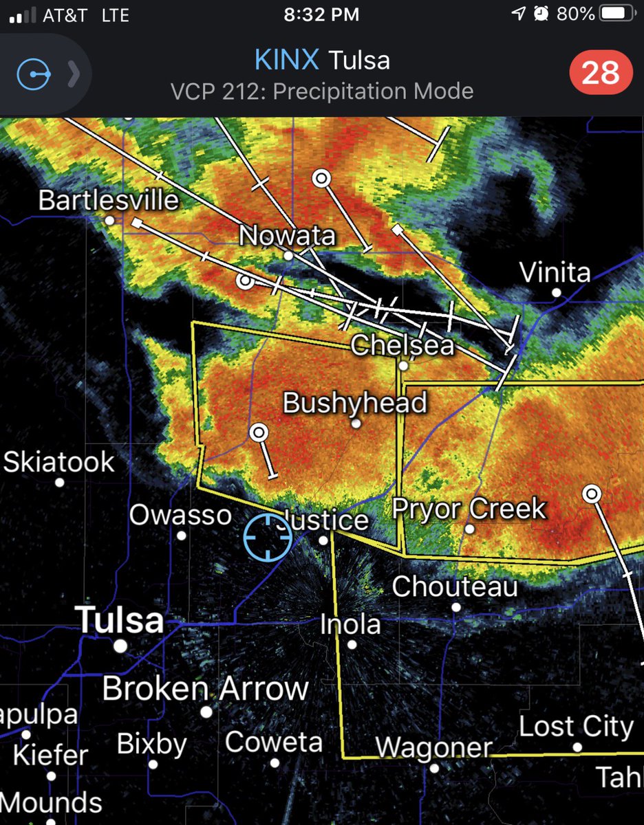 Big storms rolling toward Claremore. Just got very dark and the wind is starting to gust. Bet the temperature dropped 15 degrees in the last minute. #okwx
