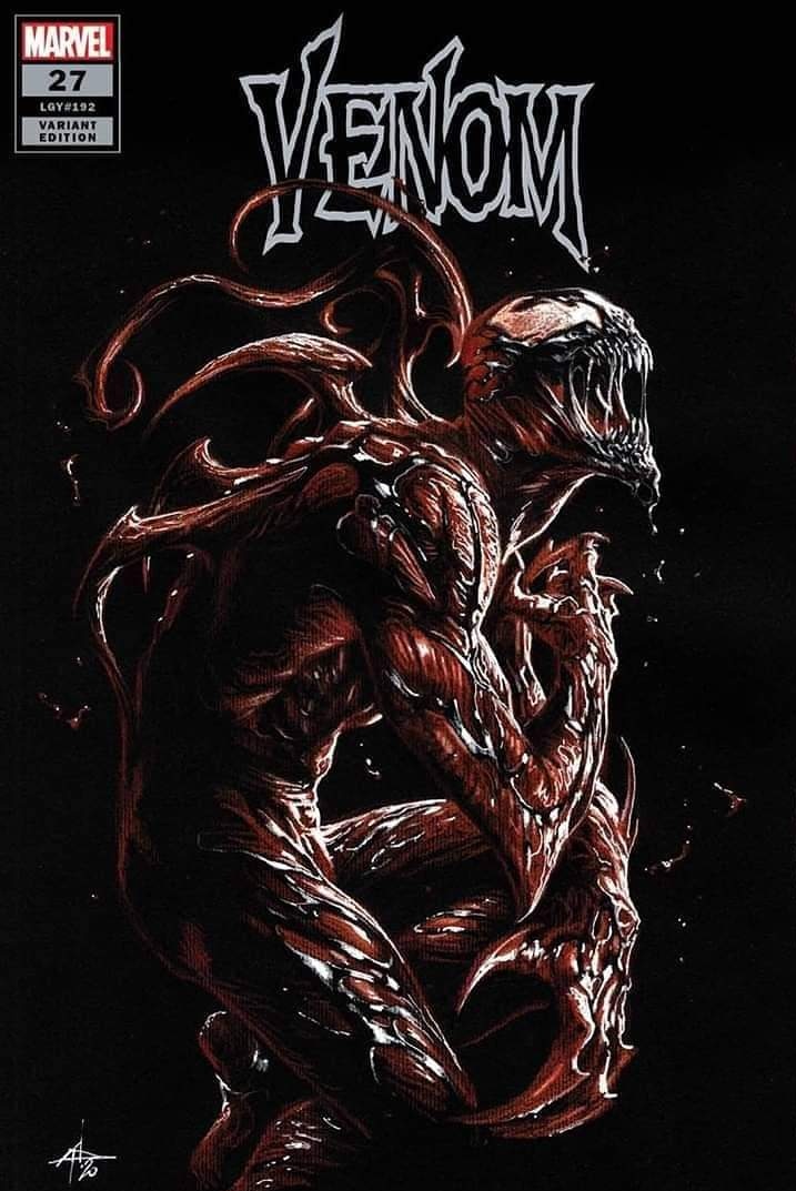 TheComicAwakens's tweet photo. Portada centrada en Carnage para Venom #27. Esta fue hecha por Gabriel Dell'otto y será exclusiva de Unknown Comics. 
#KnullIsComing #KingInBlack #Marvel #SpiderMan #SpiderGwen #Venom #Carnage #AbsoluteCarnage #BlackCat #MilesMorales #Scream https://t.co/TNi2Hj7GMd