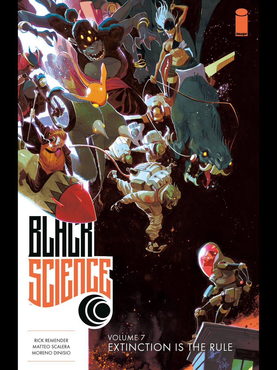 thomkrone's tweet photo. Already halway “Extinction is the Rule” ?!?
Didn’t even register starting a new volume...
I just want to be reading this book :)

#NowReading #BlackScience vol.7
by @Remender &amp; @ScaleraMatteo 
for #ComixResolutions 2020 https://t.co/NcTSq5fLtg