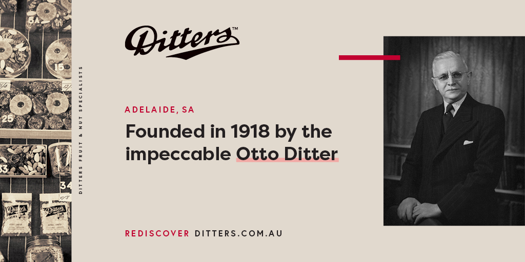 dittersnuts's tweet photo. Otto Kurt Ditter arrived in 1910 at Port Adelaide as a 21yo German immigrant. He could not have known then that he would establish one of South Australia's most loved food companies #Ditters #DittersNuts #OttoDitter #Adelaide #SouthAustralia #historysa #heritagesa #myadelaide https://t.co/CjWHYF7xyr