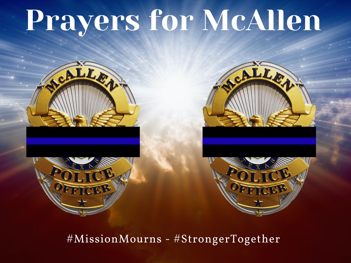 CityOfMissionTX's tweet photo. Rest In Peace Officer Ismael Chavez and Officer Edelmiro Garza. Thank you for your service to our community. Our deepest condolences go out to the McAllen Police Department and to the families of the fallen heroes. We are with you. #MissionMourns🙏🖤💙 https://t.co/cON1ZWneht
