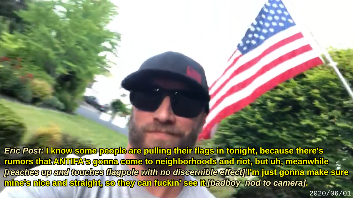 Post's reactionary incuriosity is predictable in light of his apparent gullibility. In early June, he seemingly bought into the "ANTIFA BUS" disinfo panic that nearly led to lynchings by bloodthirsty far-right media consumers.  https://www.vice.com/en_us/article/akzem5/the-incident-on-the-a-road ;  https://www.nytimes.com/2020/06/22/technology/antifa-local-disinformation.html