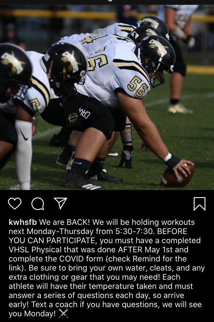 KWCavsFootball's tweet photo. First Workout of the summer will be MONDAY! 5:30-7:30 https://t.co/wACI1NUtcv