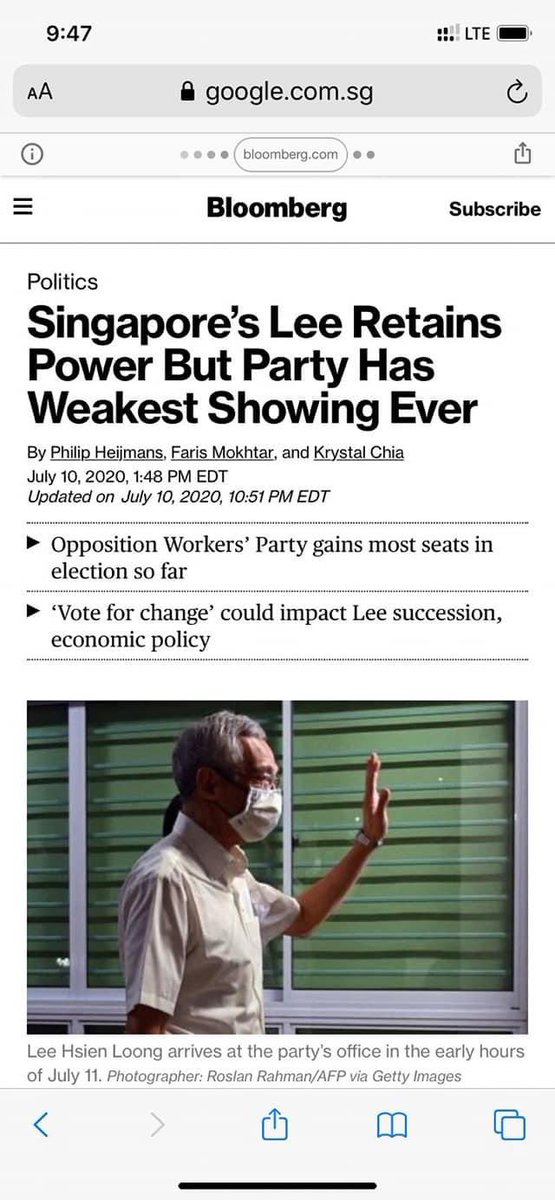 Headline around the world on our GE2020 vs our very own straits times: a short thread-