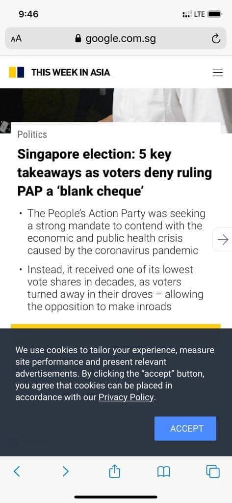 Headline around the world on our GE2020 vs our very own straits times: a short thread-