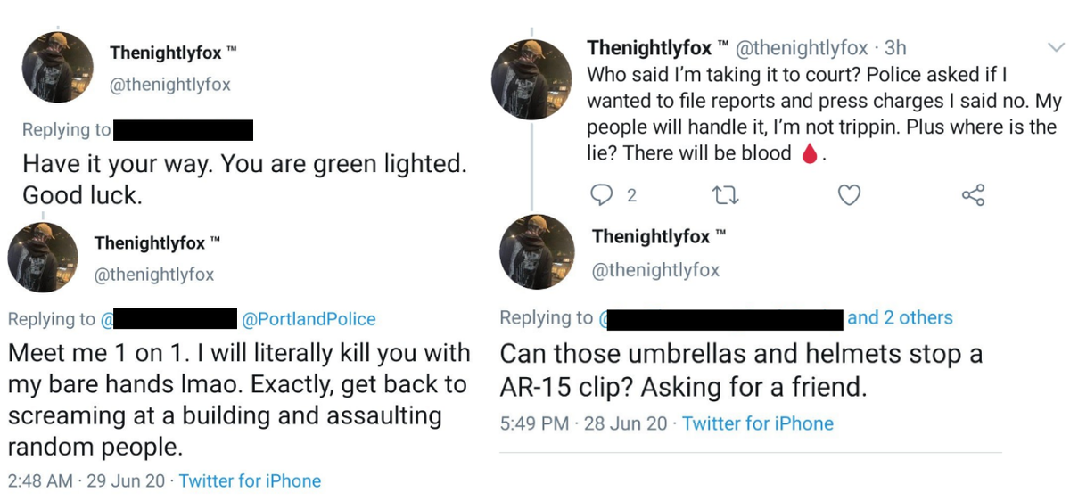 Trust fund kid & domestic abuser Daniel Baxter Worth is another violent far-right agitator trying to make inroads at Eric Post's "Peace" event. Worth loves to make death threats online.  https://twitter.com/RoseCityAntifa/status/1268061194423697408