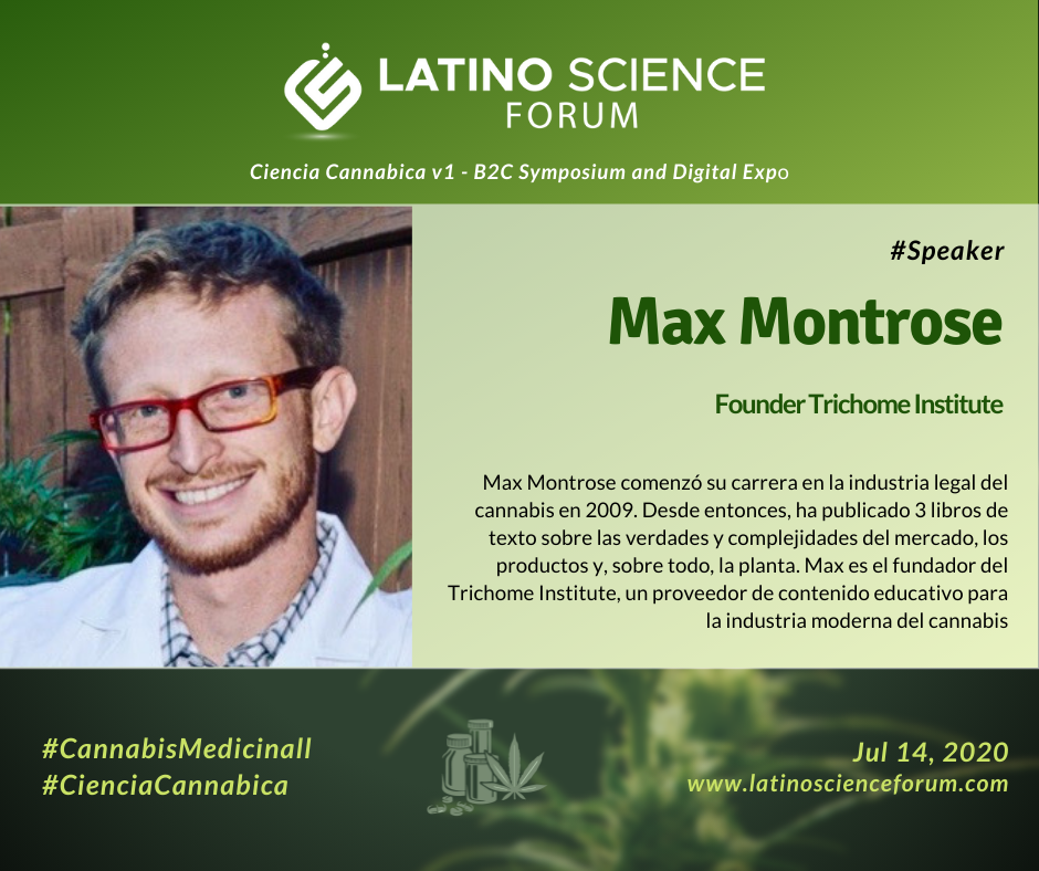 LatScienceForum's tweet photo. Max Montrose fundador del #trichomeInstitute y largamente reconocido en el mundo del #cannabismedicinal estará con nosotros en Latino Science Forum. 
Link en el perfil para adquirir tus entradas!

#cienciacannabica #medicalcannabis #cannabisindustry https://t.co/7UVTA7veFf