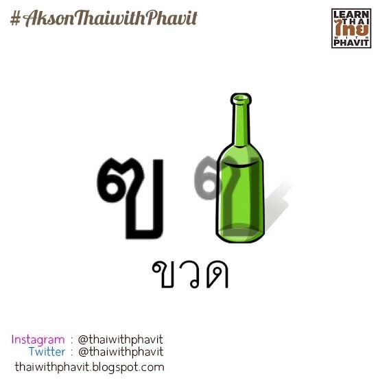 3. ฃ The letter "ฃ" or Kho Khuat. It reads as "kh". ฃ ว ด = khuaat = bottle ฃ (khokhuat) + ว (wowen) + ด (do dek) ฃ khokhuat is high class. The letter is now rarely used, being replaced universally by kho khai (ข ไข่). whose letter in number 2.  #BunLearnThailand