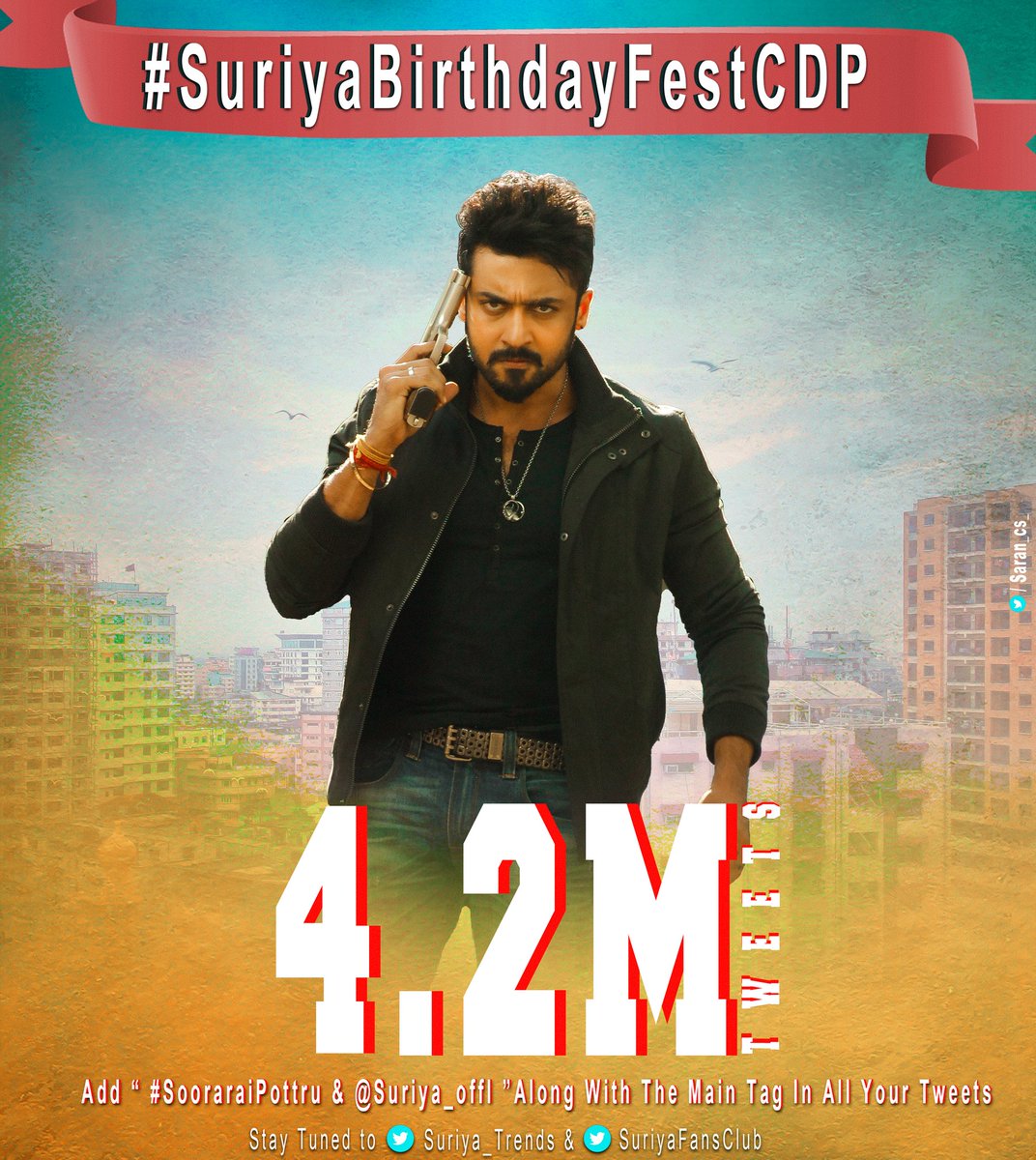 kc_ajay_'s tweet photo. #SuriyaBdayFestCDP #SooraraiPottru #Suriya 
Reached 4.2M. More to come.
#AnbaanaFans 💗💗💗💗💗💗 https://t.co/bfpeC4Zupb