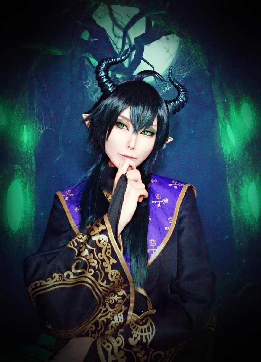 マレウス・ドラコニア ウィッグ ツイステ コスプレ 角 耳付き ツイステッドワンダーランド ツイステ マレウス・ドラコニア Malleus