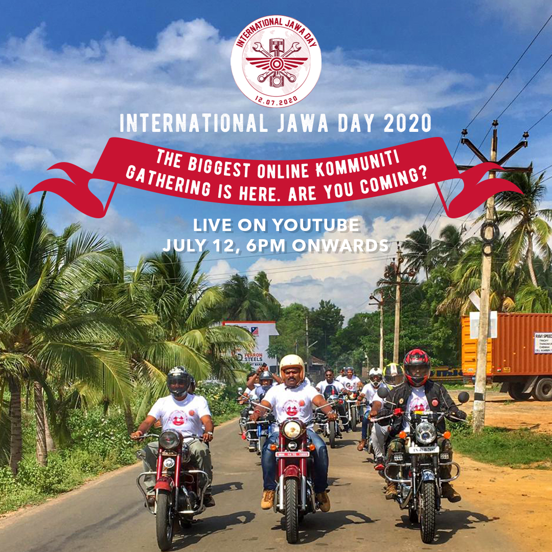 jawamotorcycles's tweet photo. The 18th International Jawa Day is here, &amp; though the times are unusual, the bond between Jawa &amp; Yezdi enthusiasts is too strong to break – &amp; the celebrations will continue in a new avatar! 
Join the live session on YouTube, 6pm onwards: https://t.co/7bNryLvqGG

#IJD2020 #jawaday https://t.co/UVhe9T8f9F