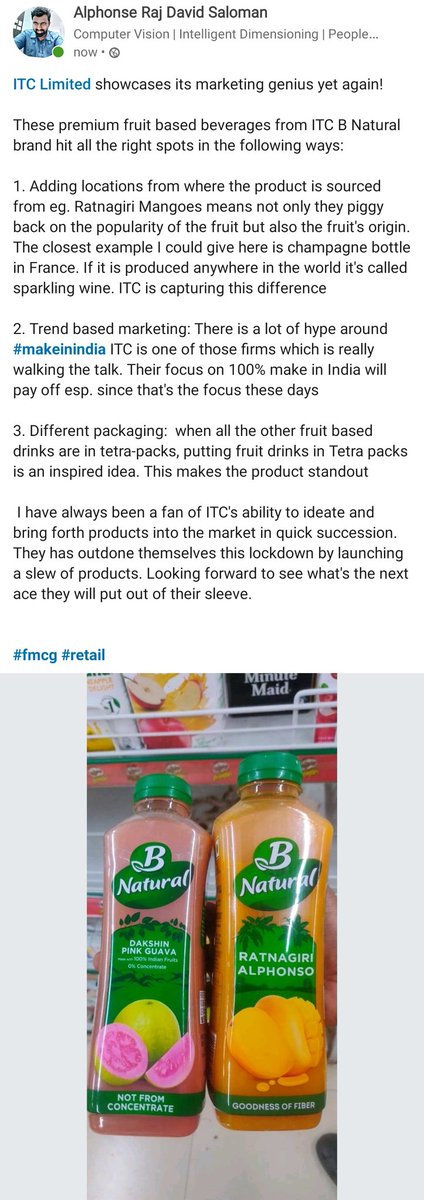 Alphonse Raj David Knowing Itc I Wouldn T Be Surprised If They Come Out With A Seperate Sub Brand For Freshly Squeezed Juices T Co Enbcz3bzzp