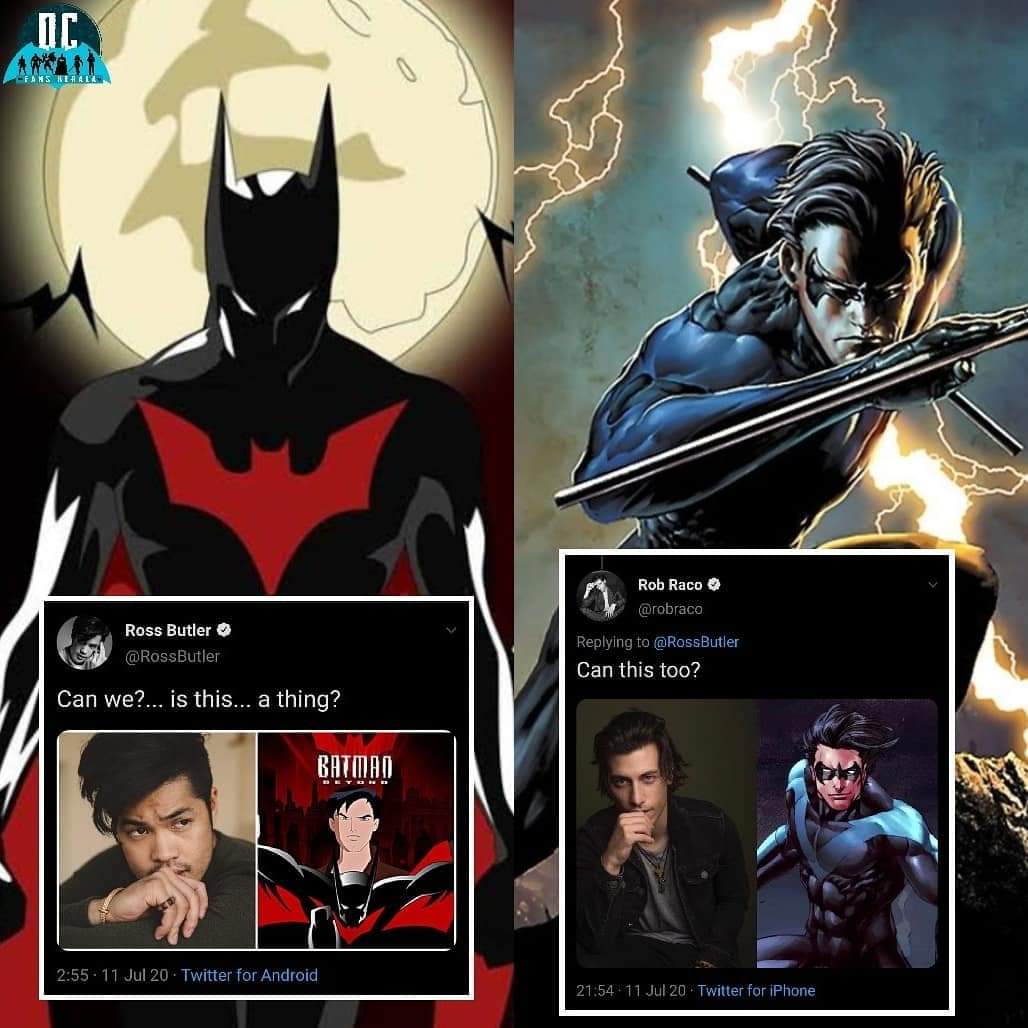 DcKerala's tweet photo. CW's Riverdale and Shazam! Movie actor @RossButler has expressed his interest in playing #TerryMcginnis in a Batman Beyond movie, whereas CW's Supernatural actor @robraco says he is interest in playing #Nightwing in a DC movie.
#RossButler #TerryMcginiss #RobRaco #DCFansKerala https://t.co/mklAHIXT0G