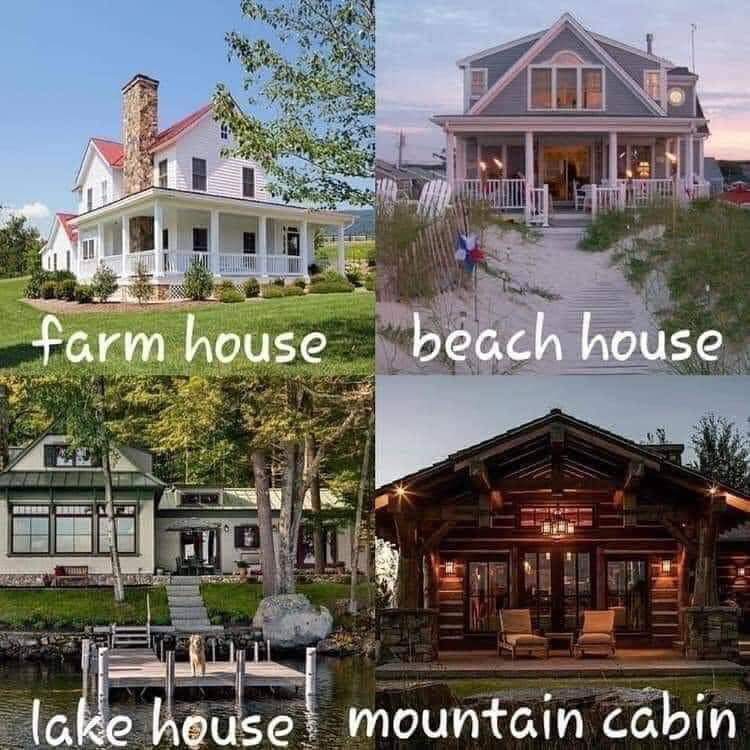 I choose the lake house!! 🎣🎣 How about you?? (cabin is a very close 2nd)