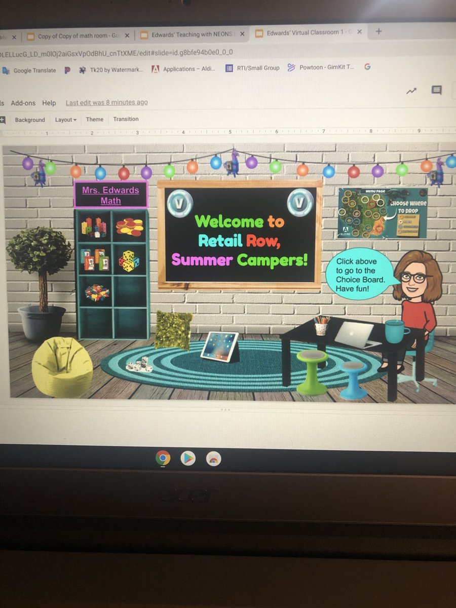I can’t wait to share my virtual summer camp room on Monday! The choice board and manipulatives are all links as well.  #AldineSummer #ChooseYourLanding @CampRetailRow