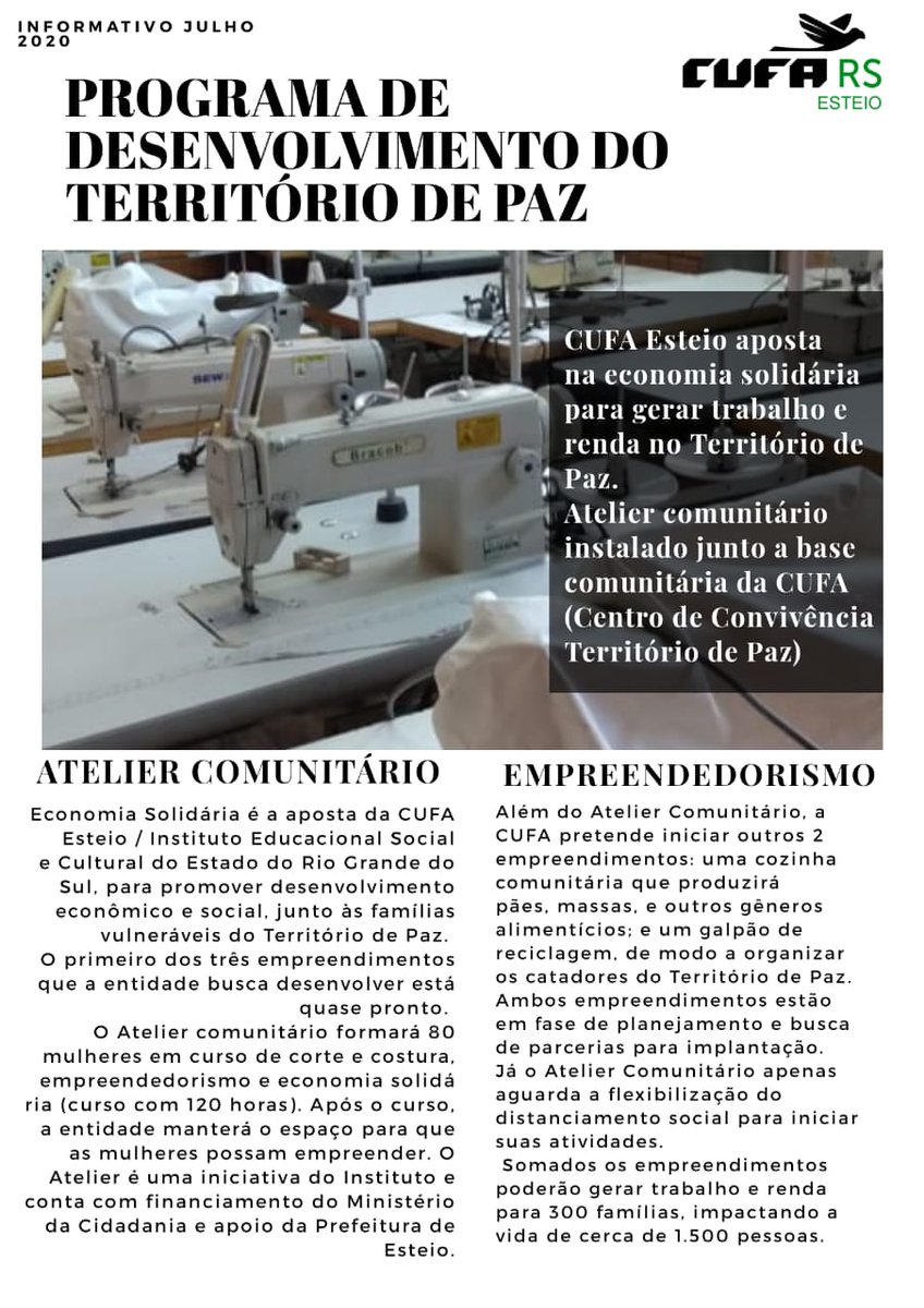 A CUFA em Esteio-RS, busca o desenvolvimento econômico do território onde atua. Serão 3 empreendimentos que atenderão até 300 famílias.
A economia solidária é a ferramenta que a <a href="/cufaesteiors/">CUFA Esteio - RS</a>, utilizará para promover geração de trabalho e renda junto a famílias em vulnerabilidade