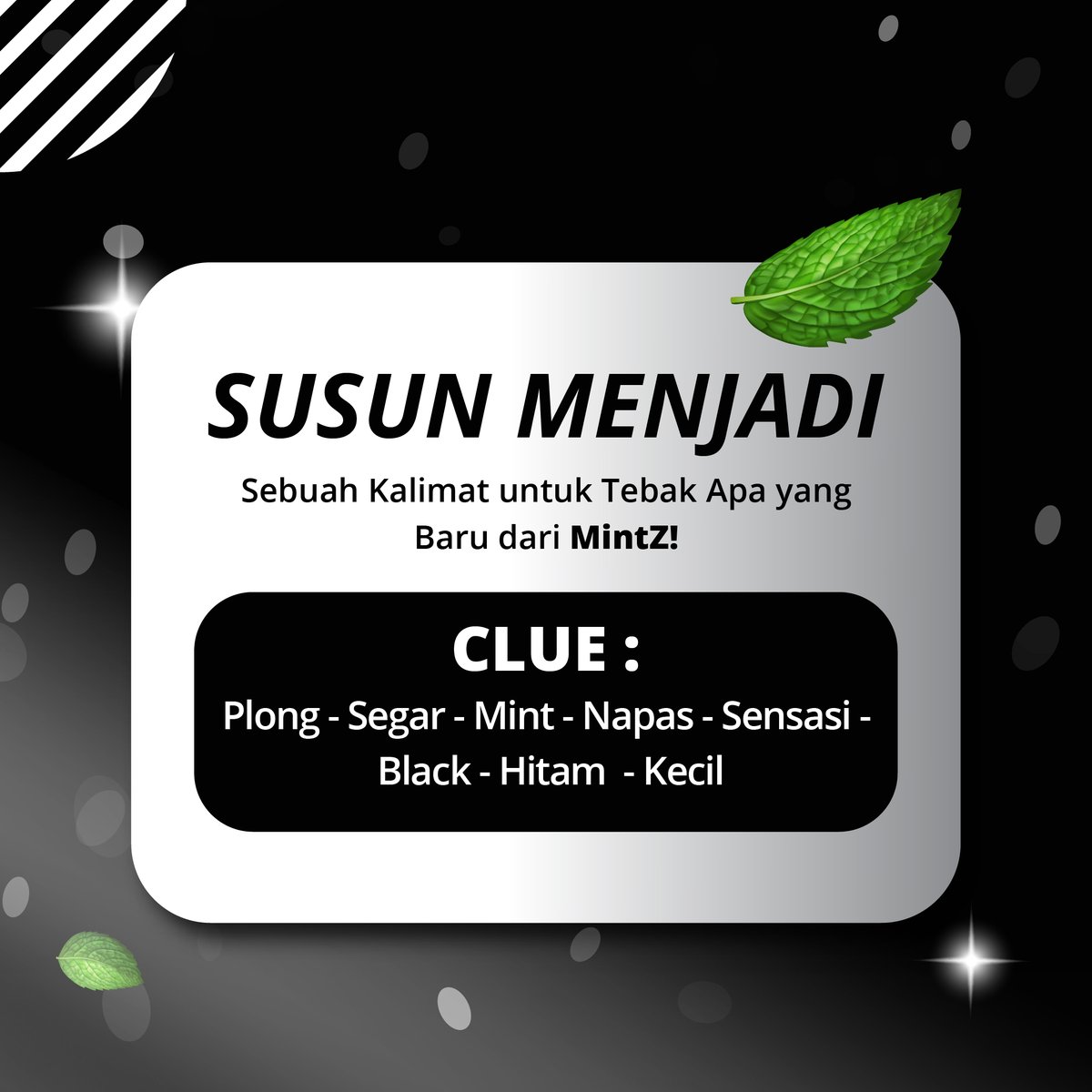 MintZ's tweet photo. Kuy ikutan #MiniQuizPositveMintZ !
Hadiah saldo Gopay total 300ribu utk 3 orang.

1. Follow medsos MintZ
2. Jwb di komen pake #BlackSurprise #PermenMintZ
3. Tag 3 temen 
4. Periode 12-14  Juli 2020
_
#positiveMintZ #positiveMintZet #permenMintZ #positifMintZet #YangBaruDariMintZ https://t.co/WXb7SK1tv4