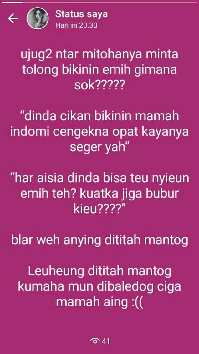 Yang ngerti bahasa sunda pasti ngakak kalian bacanya ajg:(

#day1dindareyhalal #dindahauw #cringe