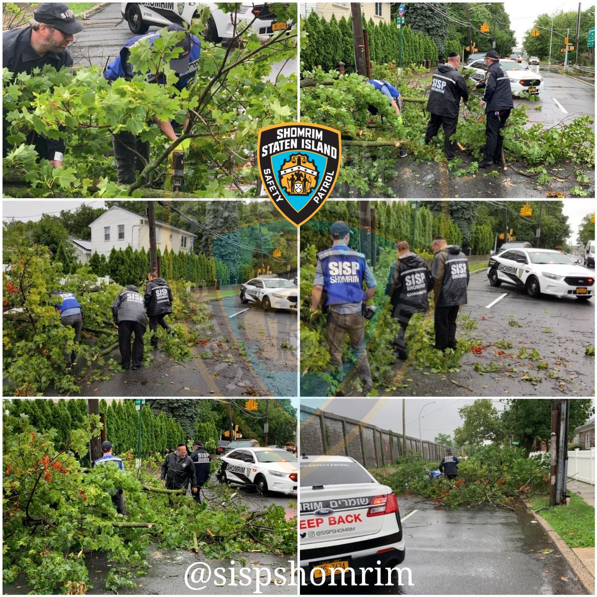 SISPShomrim's tweet photo. No matter what comes our way, we’re always ready and #HereForTheCommunity. our dadicated #Shomrim volunteers mobilized immediately friday to cutting and clearing some trees blocking roads and entrances to homes. #alwayshereforcommunity #friendsyoucancounton https://t.co/FCNw4iqXzB