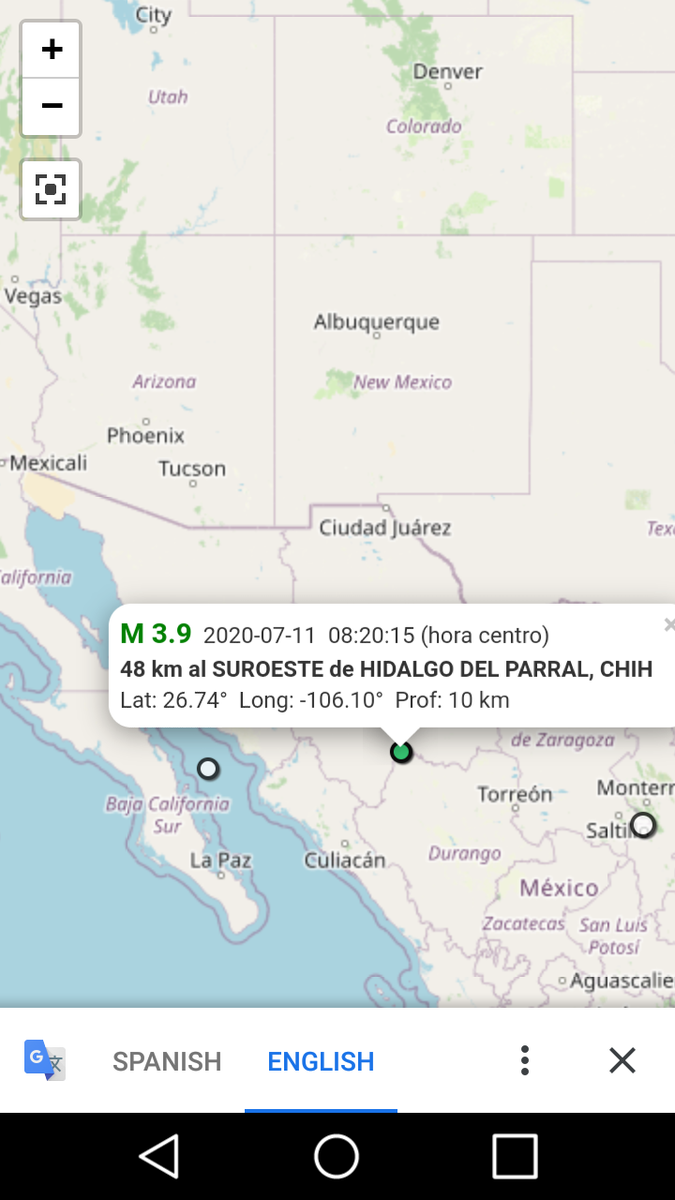 CasimiroMedia's tweet photo. A M3.9 #earthquake in Northern Durango Mexico with the state of Chihuahua. West of Parral, Chihuahua. It's also West of the Camargo Volcanic Field ! #simso entre el estado de Durango/Chihuahua Mexico 07/11/2020 last 7 days all northern Mexico has seen 4's activity in seismic https://t.co/mz3vMoDNRV