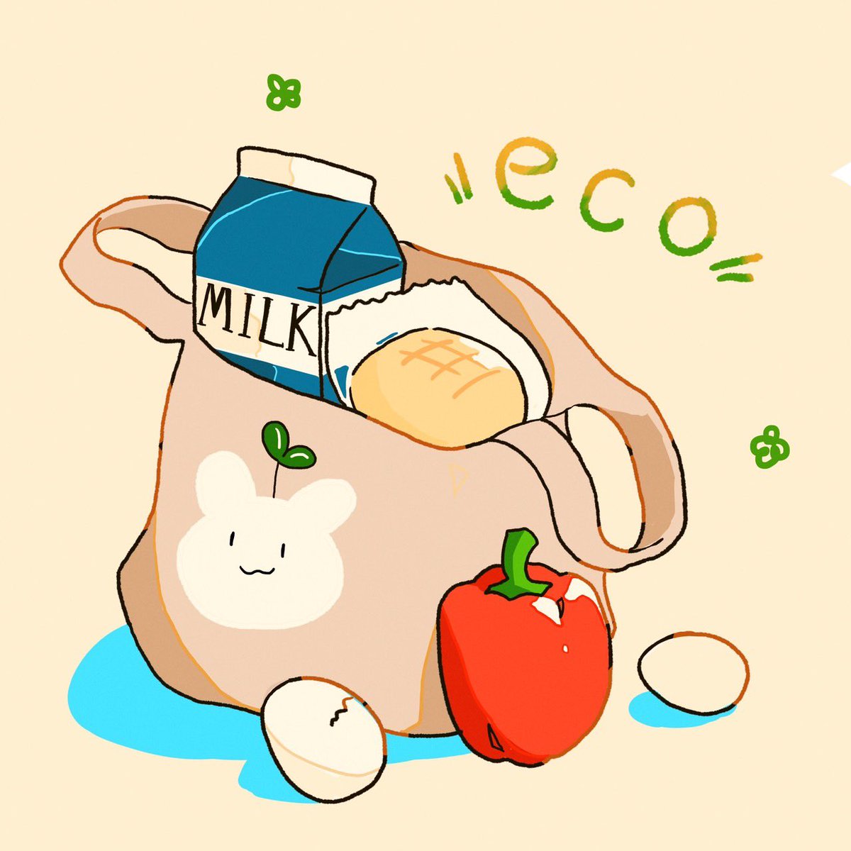 皆さんも持ち歩いていますか エコバッグ イラスト好きな人と繋がりたい イ 暁和のイラスト