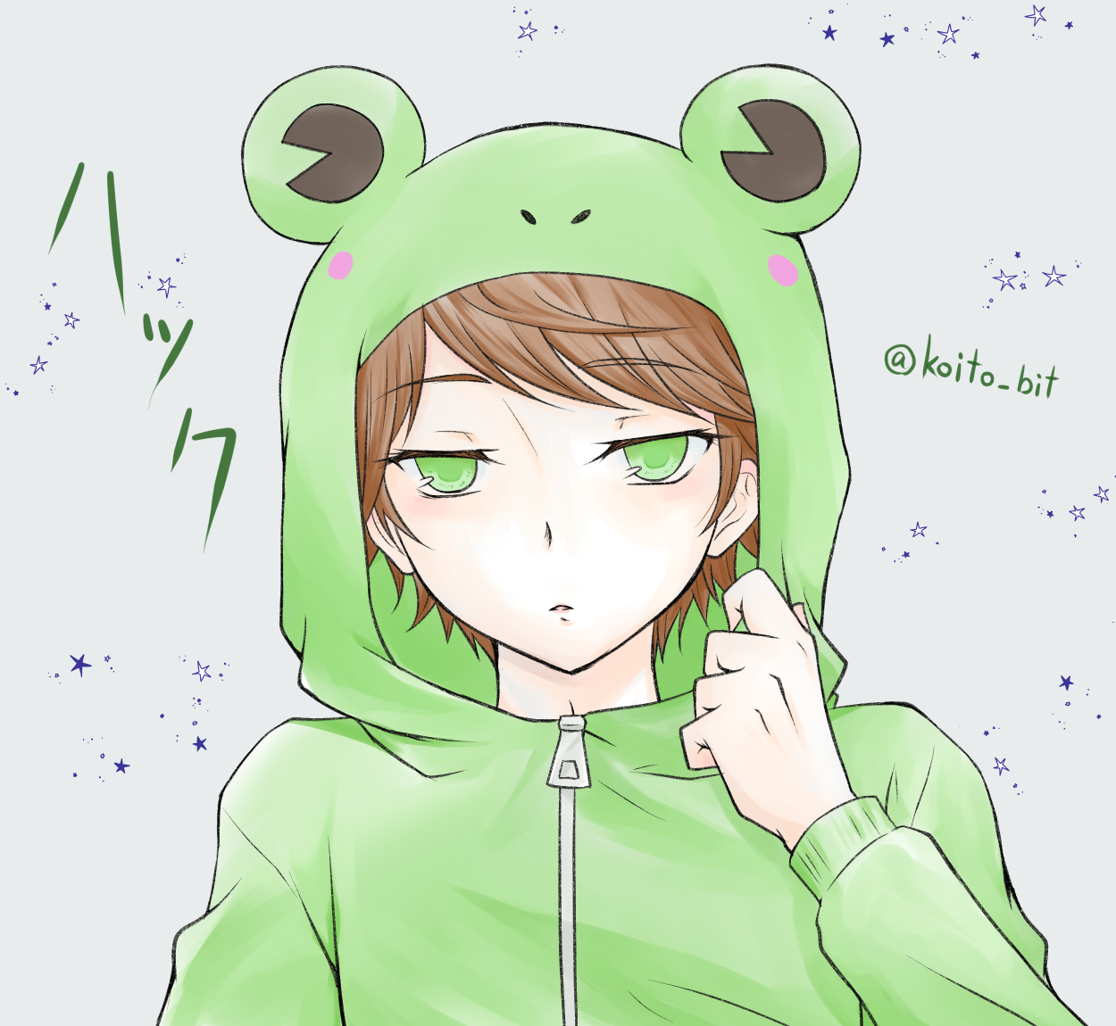 小絲 暫く描けないでいたのでリハビリ ネットの海でハックくんという子を見付けてカエルパーカー 可愛すぎて衝動的に落書き 調べたらゆーちゅーぶ内のアニメキャラなんですね 気になるけどサムネみんなやべえ あんな可愛い2頭身なのにホラーなの 怖くな