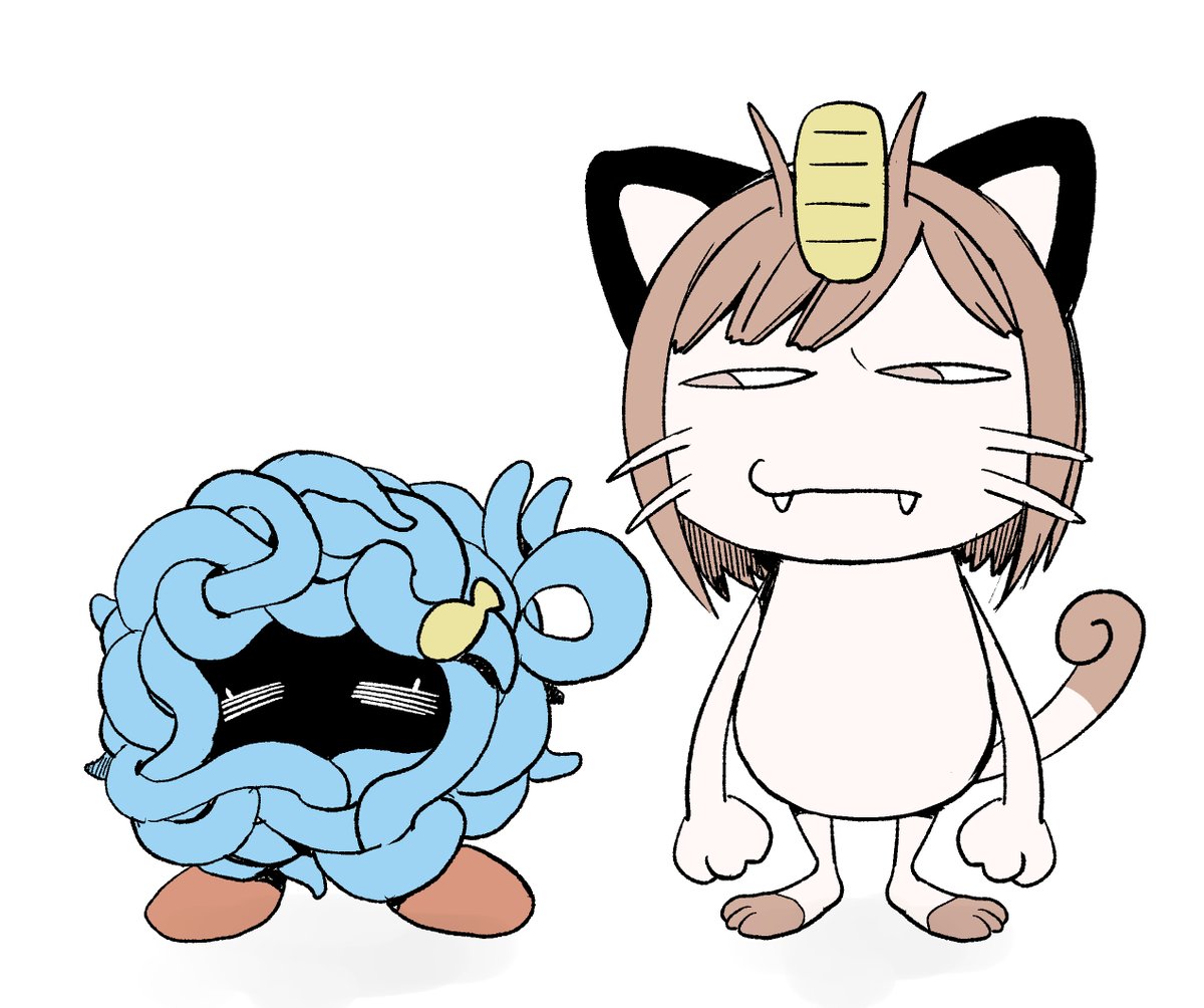meowth white background fangs simple background brown hair animal ears pokemon (creature) cat ears  illustration images