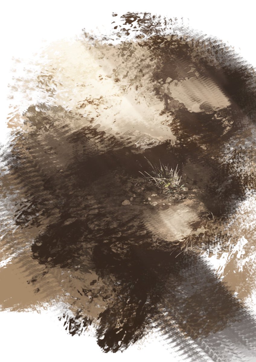 「自作ブラシを使って岩と草を描いてみた。
(20分) 」|はち@まんぷくアートスタジオ/イラストレーターのイラスト