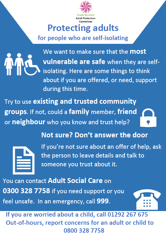 sahscp's tweet image. We want to make sure that the most vulnerable are safe when they are self-isolating.