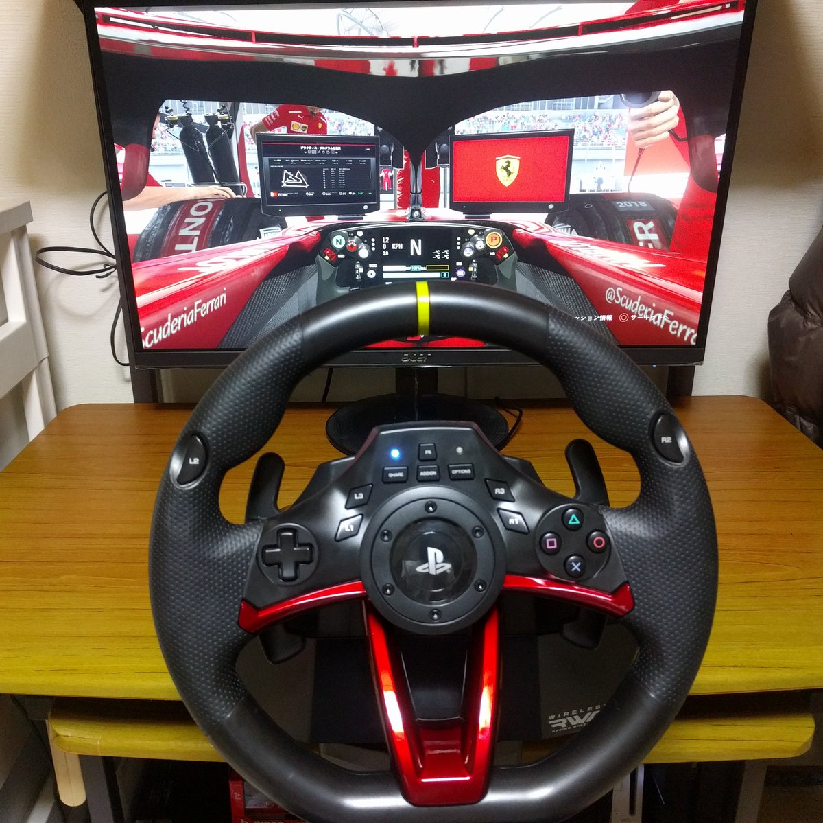 F1WIN's tweet image. ハンドルコントローラー買い替えました（RWAからT300rs）
←ビフォー・アフター→