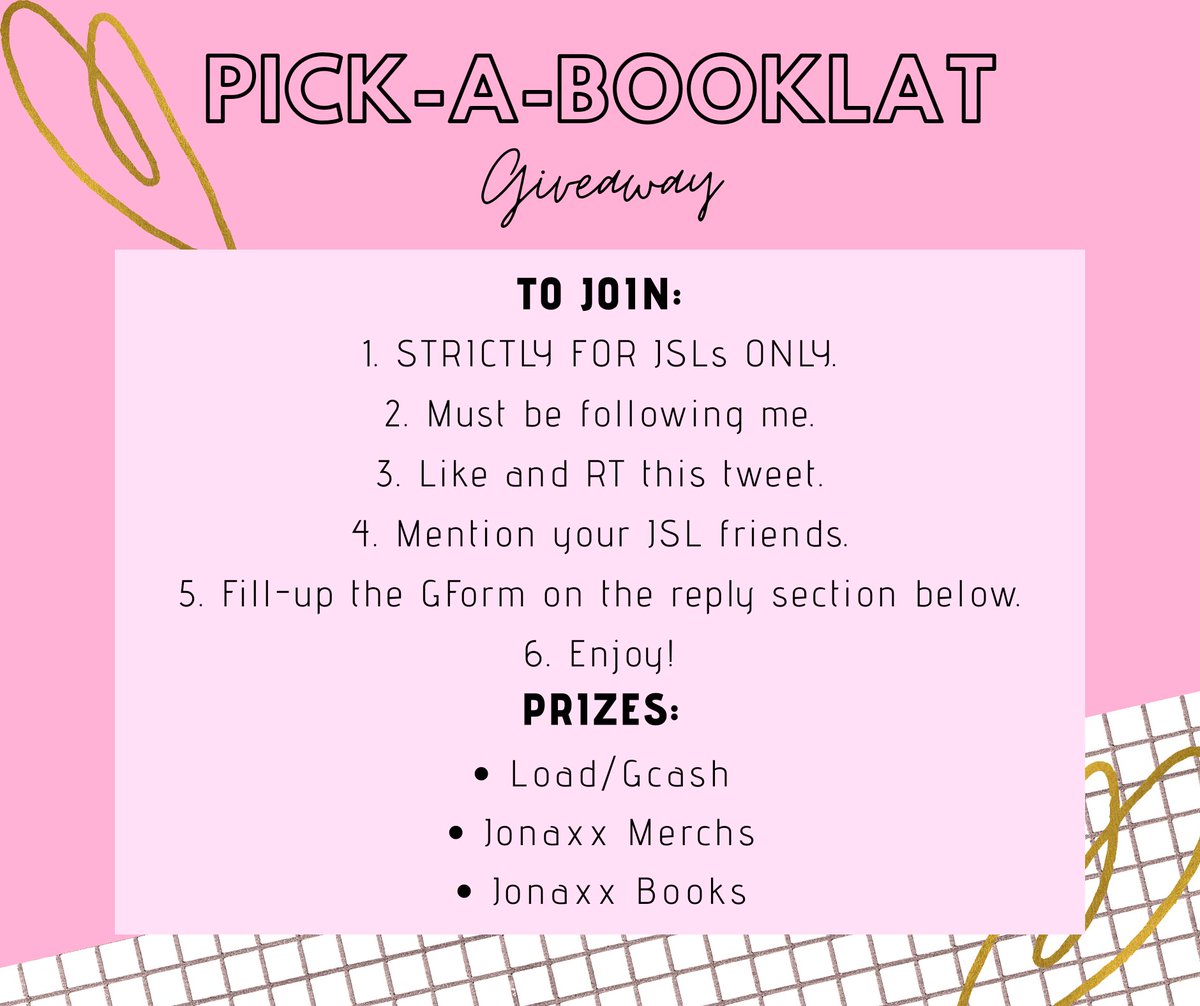 aintklarey's tweet photo. 🌸 PICK-A-BOOKLAT GIVEAWAY 🌸

This is one of the viral giveaways on TikTok and I am here to make it on Twitter. I am looking forward to have a succesful giveaway with you, my co-JSLs.

See attached photo below for more info. Thank you!

Date of Giveaway:
August 01, 2020 – 6PM https://t.co/IZjcMPiJoY