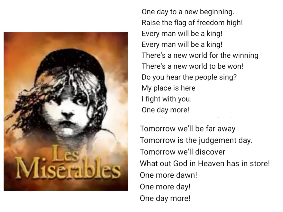 Arlene27005394's tweet photo. Our country's predicament lies closely to this famous musical. https://t.co/AsNqo2RoSI