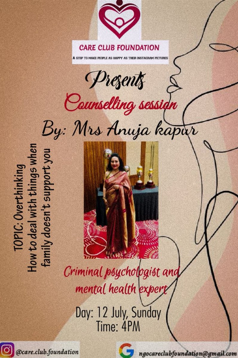 anujakapurindia's tweet photo. Hi Guys stay tuned for my talk on Mental health on Sunday, July 12 at 4 PM. #AnujaKapur #AnujaTrehanKapur #MentalHealth https://t.co/EmGM1yC7My