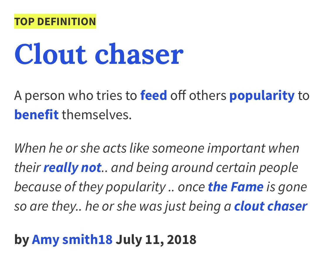 Urban Dictionary definition, Clout