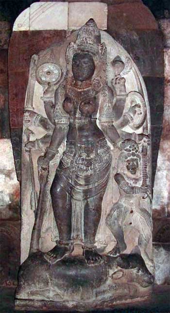 Mahishasurmardini, 9th century Borobodur temple, Indonesia.