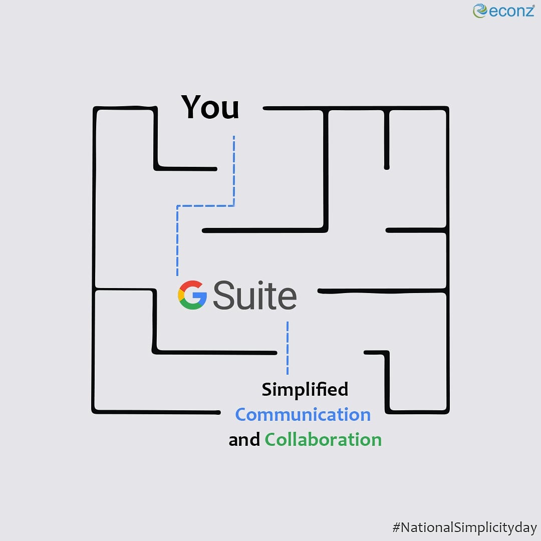 EconzIt's tweet photo. On this #SimplicityDay, we want to know how has #GSuiteSavior helped you in simplifying your business?
Let us know in the comments section below.
#NationalSimplicityDay #SimplicityDay2020 #Econz #EconzCloud #CloudServices #SimplifyingBusiness #GSuite #GoogleProducts #GCP https://t.co/QfsJb4deaM