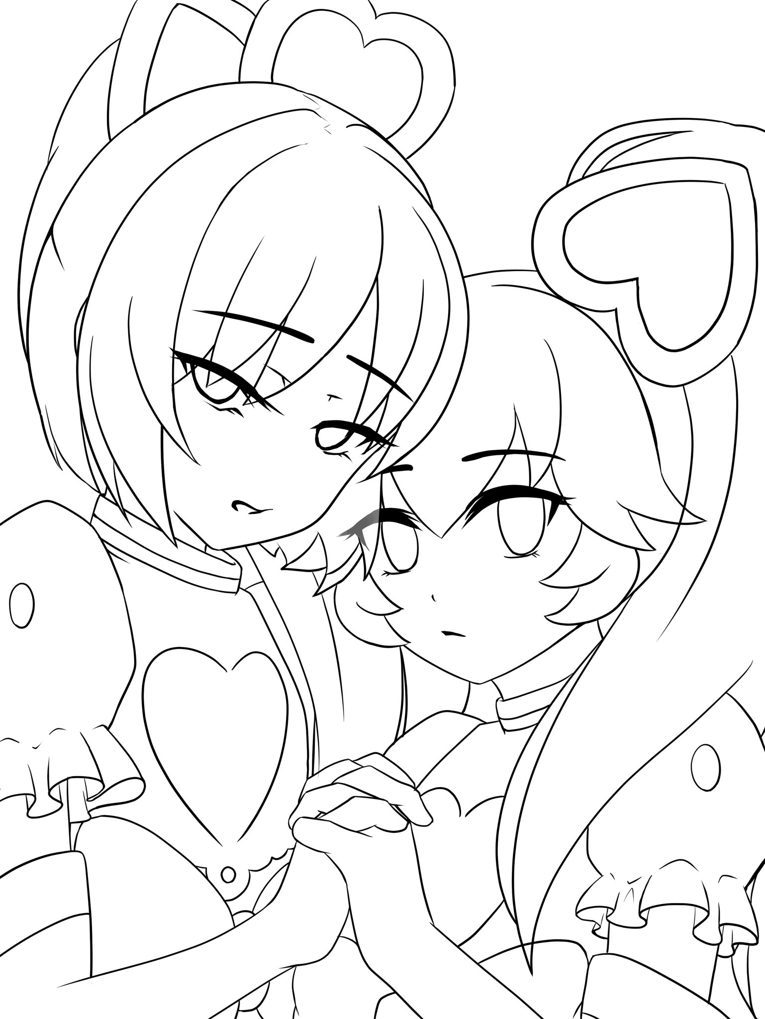 薄花桜 フリー線画 コンパスお絵かき コンパスお絵描き リリルル 誰か塗って ３っ 1枚目透過したけど多分ツイートしたら透過なくなる リリカの顔気に入ってないから変えていいよ まだ模索中