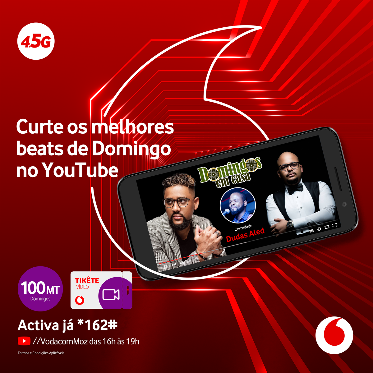 VodacomMz's tweet photo. Fica atento ao nosso canal de YouTube neste Domingo para acompanhares em directo as actuações dos #DJFaya e #DJTay na rubrica #DomingosEmCasa e com o #DudasAled como o convidado especial. 

Activa já *162# 

#TikêteVídeo #FicaEmCasa https://t.co/Mc8gGS00BN