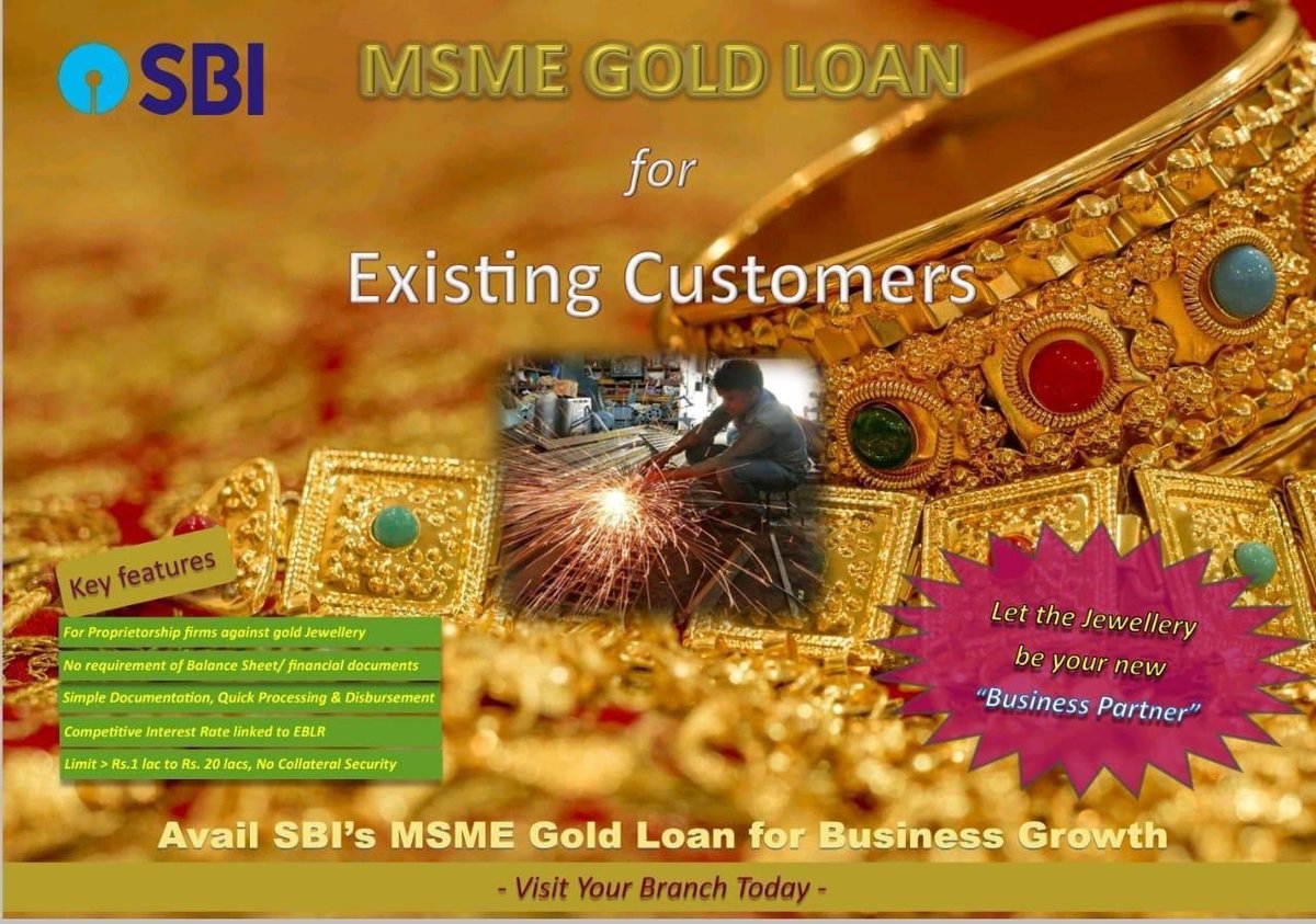 VijuyRonjan's tweet image. Let the jewellery be your new business partner. SBI is powering MSMEs with SME Gold loan. 
Contact your branch for hassel free SME Gold Loan. 
#SBIforSME 
@TheOfficialSBI