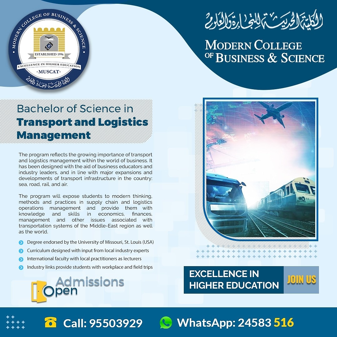 mcbsoman's tweet photo. #ModernCollege #oman #muscat_boshar #student #bachelorprograms #transportationandlogistics #admissionopen #registernow‼️
#الكليه_الحديثه_للتجاره_والعلوم #عُمان #مسقط_بوشر #طلاب #برامج_البكالوريوس #لوجستيك #التسجيل_متاح_للجميع https://t.co/si6EbyqBBt