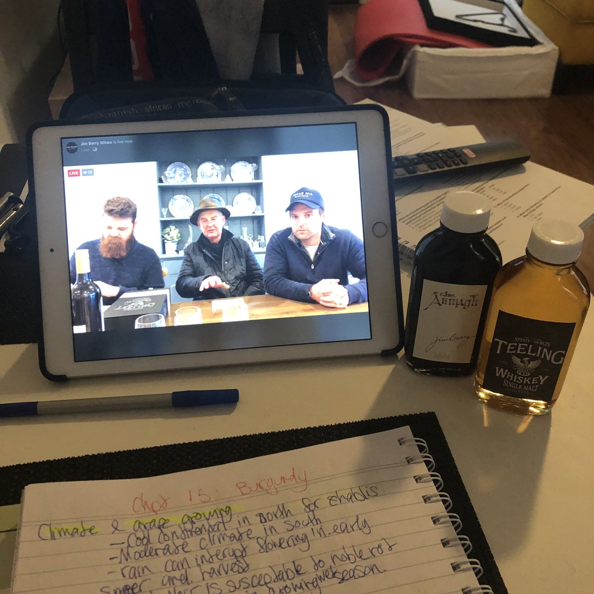 barryolivia's tweet photo. #wsetlevel3 study break to join the boys do a virtual tasting of #thearmagh and #teelingwhiskey @Jimbarrywines https://t.co/uLGC0lV7nI