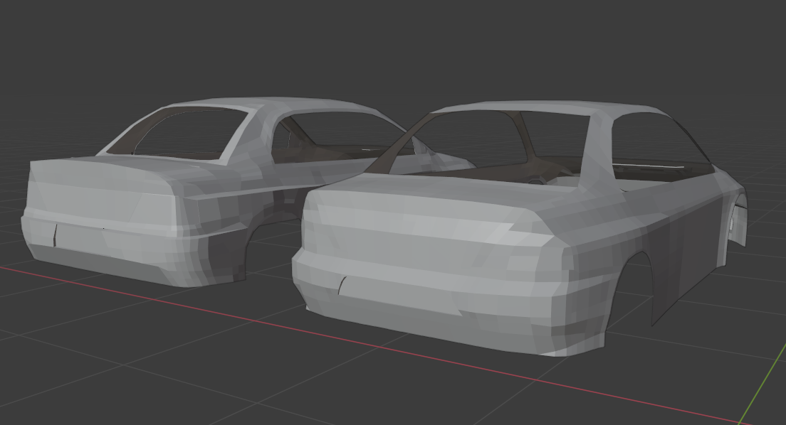 HanBuilds's tweet photo. Evo V1 vs Evo V2! The left one in the first pic is the V2. Overall improvements: Better shape, optimization and use of blueprint. Enjoy! (check thread for smooth version) #RobloxDev #Roblox #Blender3D https://t.co/KgQUZXSF2R