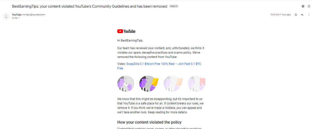 BestEarninTips's tweet photo. @TeamYouTube @YouTubePakistan @YouTubeIndia
 
#removestrike

Hey YouTube, why my 1 Week old video is removed as the behalf of "Spam, deceptive practices and scams" I want to let YouTube know.Dear sir my video not spam.Please look into this issue again. 
https://t.co/aVx83HocZS https://t.co/QNq9NSi3FR