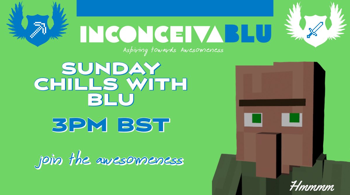 inconceivaBlu's tweet photo. You know what day it is! 

Join Blu from 3pm as we wind down the weekend with creative minecraft, chills and giggles 💙💚

Come and join the awesomeness 

https://t.co/Ccp9j0raBL

#twitch #twitchtv #Minecraft #Minecraftstreamer #minecraftbuilds #minecraftmegabuild #sundayvibes https://t.co/cOpCMqfLhO