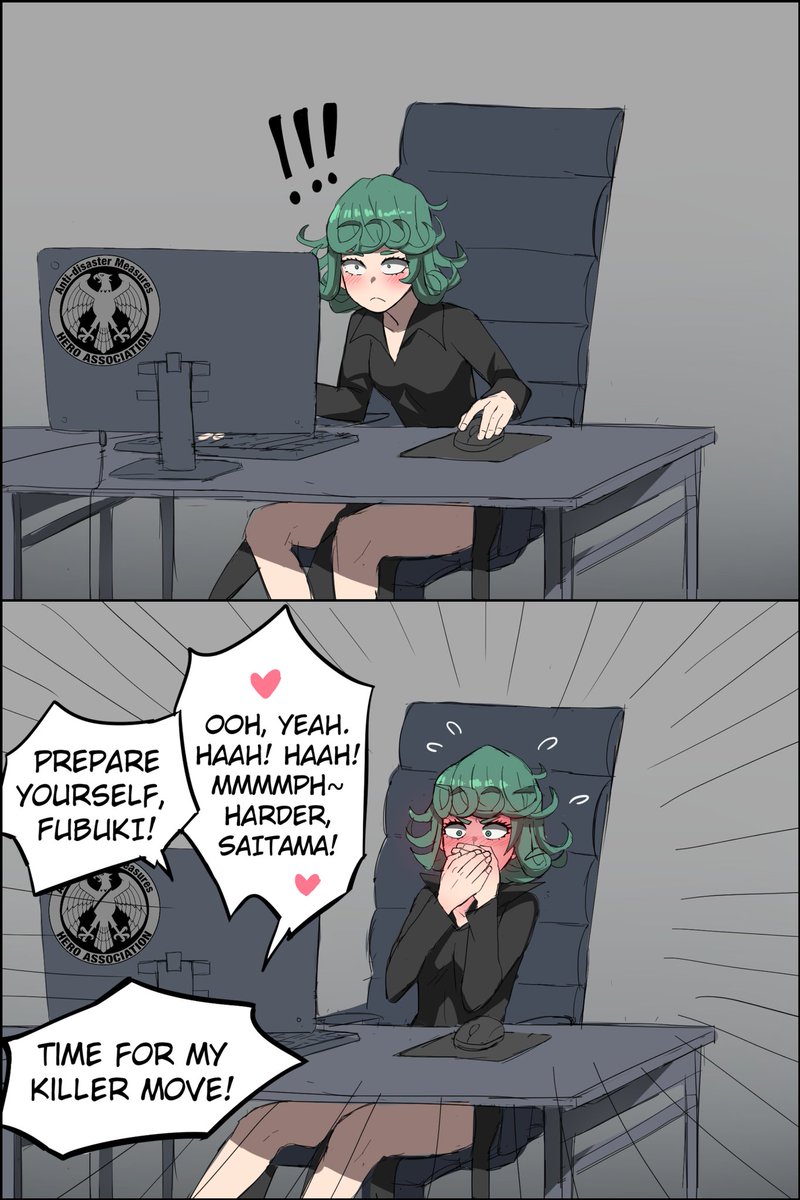 Tatsumaki uses the computer 