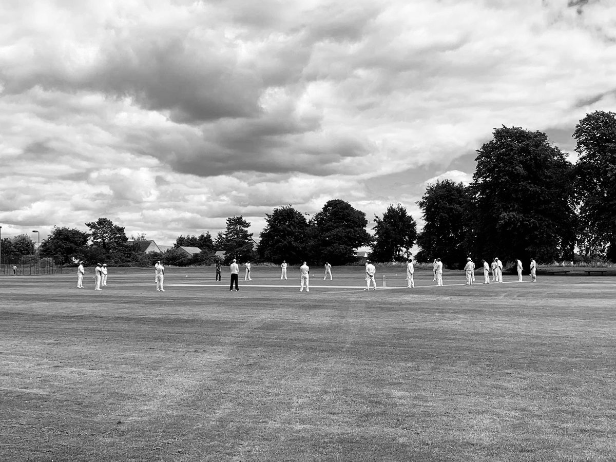MinchCC's tweet photo. A poignant moment yesterday, before the start of our 2020 season.  Club members gather around the square to remember Chairman and Groundsman Mike Waring on what would’ve been his 69th birthday. Rest In Peace Mike https://t.co/4KM3cm9GwA