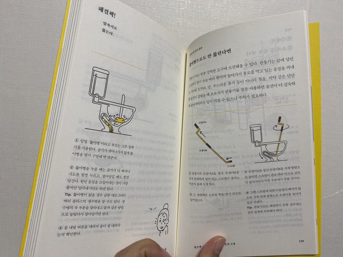 자취하는분들이나 이제막 독립을 시작한분들에게 뼈와살이될만한 도움이되는 책 하나을 추천합니다.변기가막혔거나,전기가나갔거나...집 생활의꿀팁들이있네요!자취생활하는동안 겪었던일은 이책의85%는되는둡. 혼자사는여성분들은 아저씨를 부르지않아도되고,애꿎은돈 나갈일도없을것!!